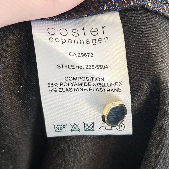 Coster Copenhagen Blue Gold Shiny Long Sleeve Dress Sz 34 XS - Picture 10 of 12